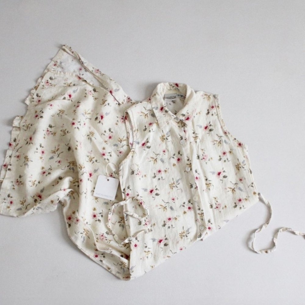 90s Floral Linen Button Dress